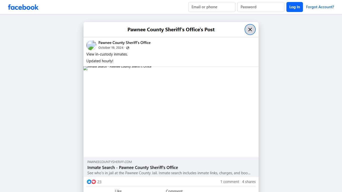 View in-custody inmates.... - Pawnee County Sheriff's Office | Facebook